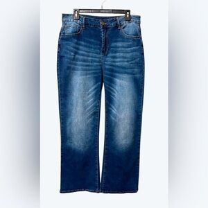 Fashion Jeans in Size XL zip and button front stone wash denim